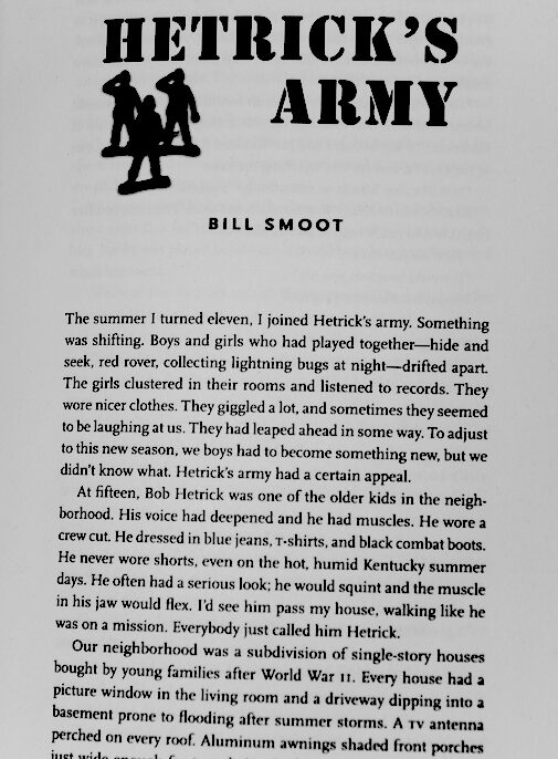 This image shows the first page of Bill Smoot's short story, "Hetrick's Army"